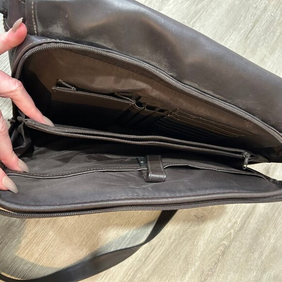 Rosetti Brown Faux Leather Vinyl Satchel Bag Purse Adjustable Strap - Picture 5 of 9